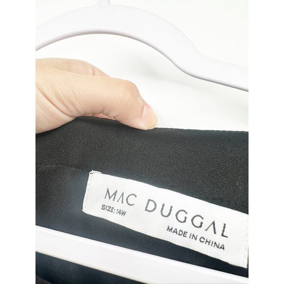 Mac Duggal 67258 Long Sleeve High Neck Lace A-Line Black Gown Size 14W NWT - Picture 6 of 7